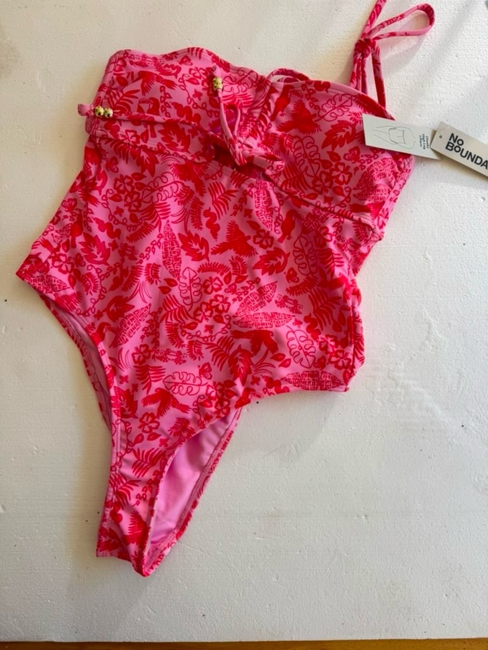 No Boundaries Pink and Red Floral One-Piece Swimsuit